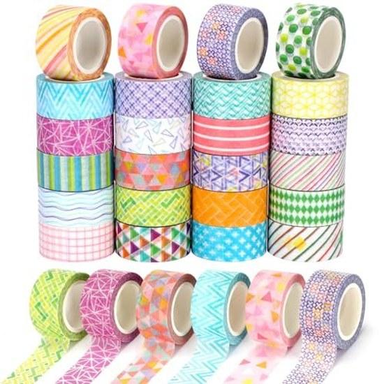 Masking Tape Cute 24 Roll Set 5m Washi Decorative DIY Gift Wrapping 15mm Width (colorful)