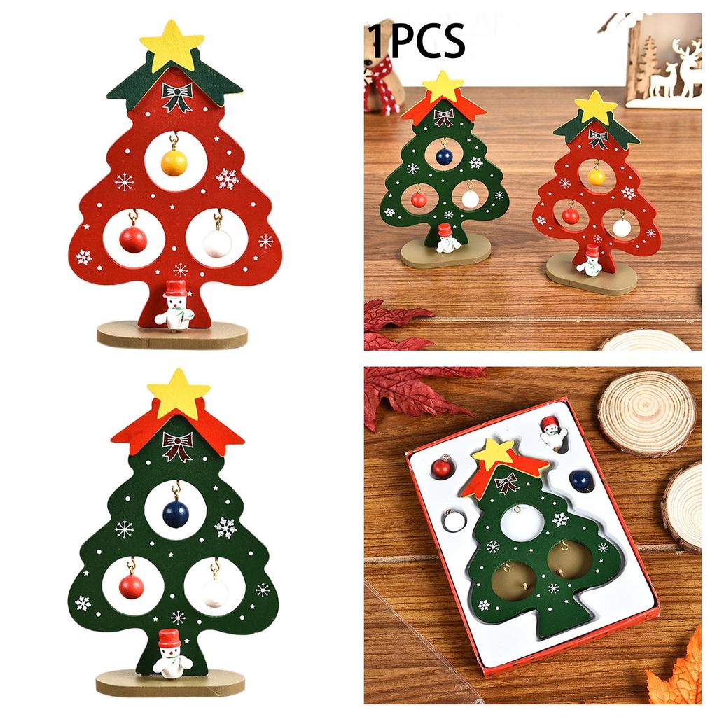 Tabletop Christmas Tree 13.7cm Small Xmas Trees Decoration Mini Wood Christmas Tree for Window Shelf Bedroom Party Countertop