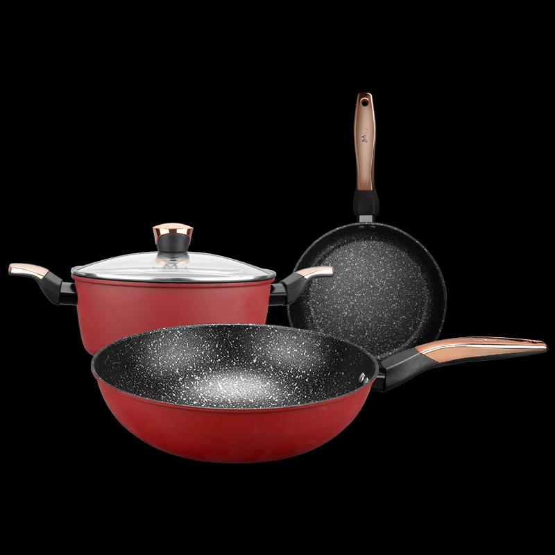 INMINDS Coral Red 3-Piece Cookware Set