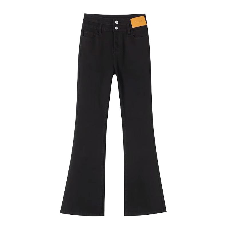 Women's High Waist Black Micro Flare Jeans - 2025 Spring/Autumn Collection