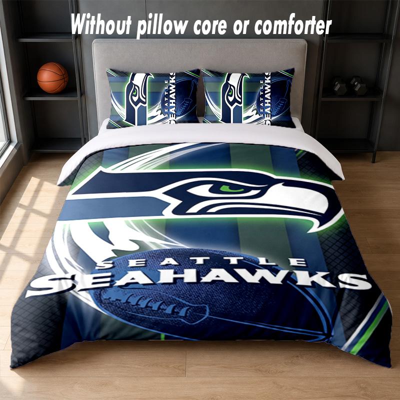 Seattle Seahawks Design Bed Bedding Set 1 Duvet Cover + 2 Pillowcases Soft Breathable Household Bed Linens