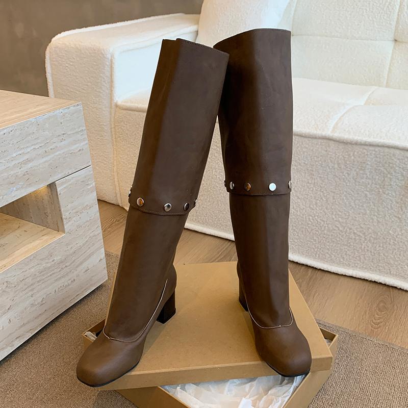 High Boots for Women High Heels Designer Shoes Chunky Pumps Winter 2025 Dress New Cozy Dress Luxury Chelsea Boots Mujer