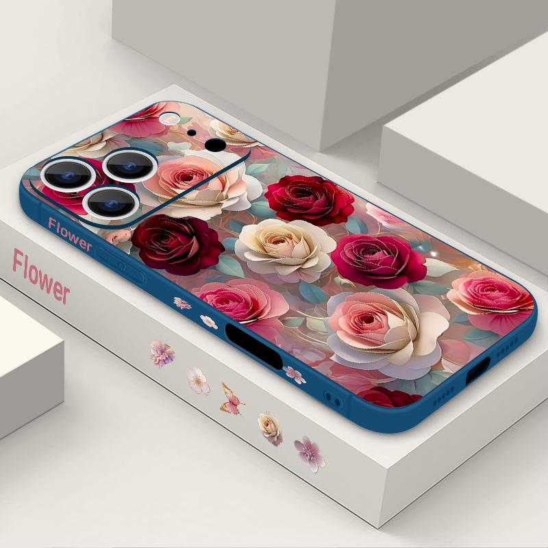 Oil Painting Rose Flowers Lanyard Case For iPhone 17 Pro Max Soft Silicone Cover For iPhone 16 Pro Max Funda iPhone 15 14 13 12 11 16E