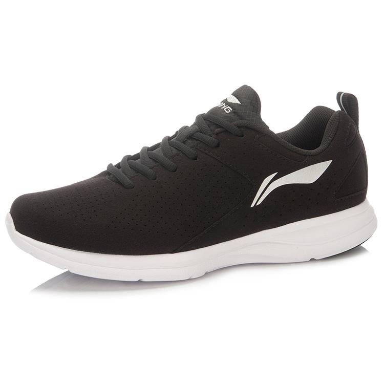 Li Ning Synthetic Leather Cushioning Slip Resistant Abrasion Resistant Breathable Low Top Running Shoes Men's Black ARBL071-2