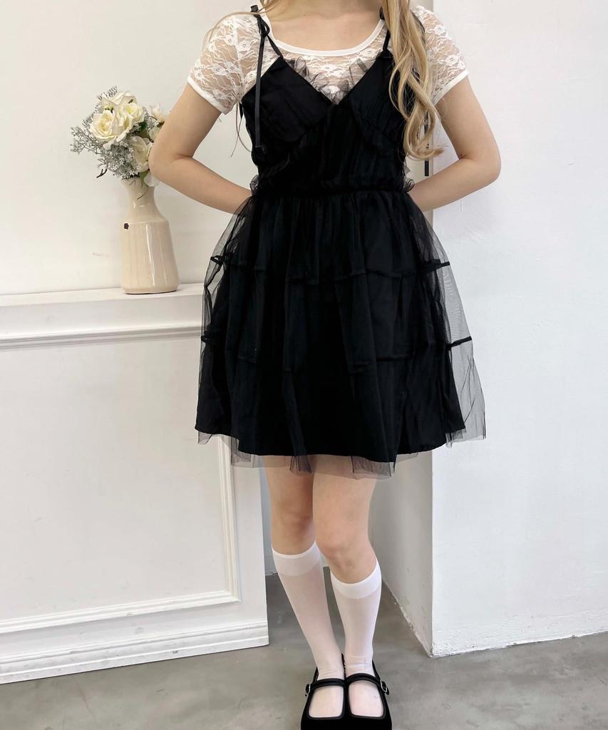 WEGO PHILLY Voluminous Tulle Cami Girly Size Black Dress, Casual, Spring/Summer/Autumn, Women's, F,