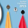 2Pcs Suction Cup Hooks Without Punching Heavy-Duty Easy To Install Bathroom Shower Organization Chrome-Plated