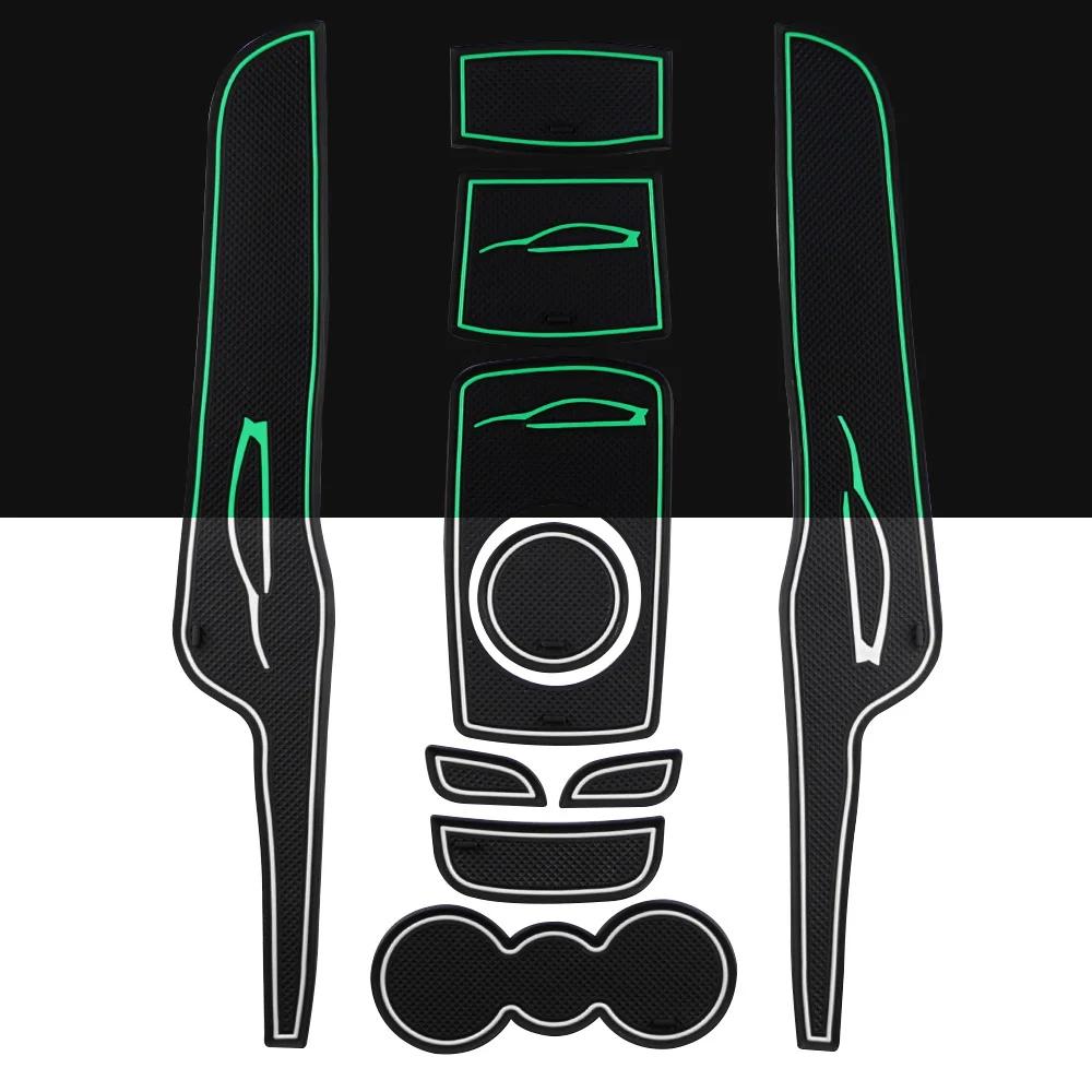 For Ford Fiesta MK7 2009 - 2015 Door Groove Mat Anti Slip Door Mats Water Cup Mats 10Pcs Slot Pad Interior Accessories