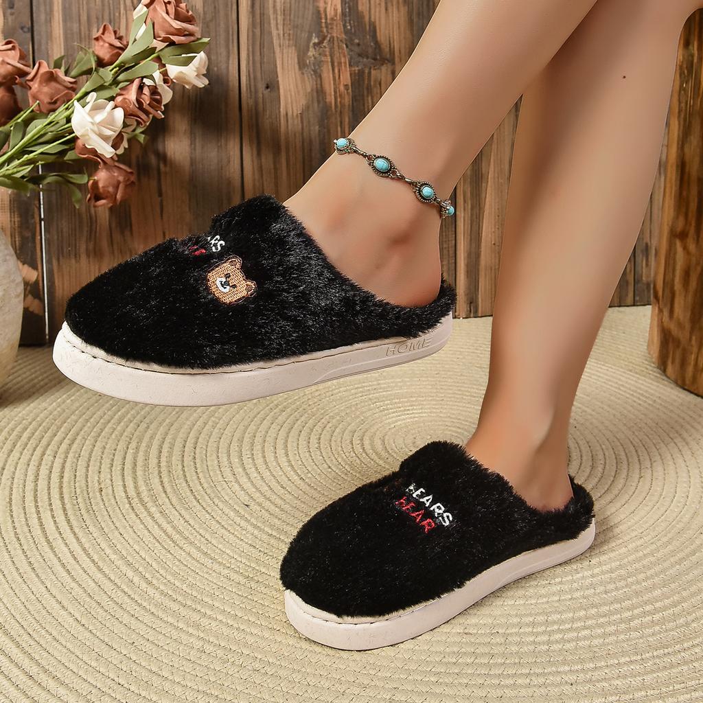 Fashion Women Slippers 2024 New Winter Home Cotton Slippers Women Soft Sole Non Slip Warm Couple Cotton Shoes Comfortable Slides Women