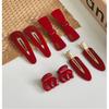 Korea France Red Christmas Bow Hair Clip, BB Hairpin, Acetate Hair Accessory