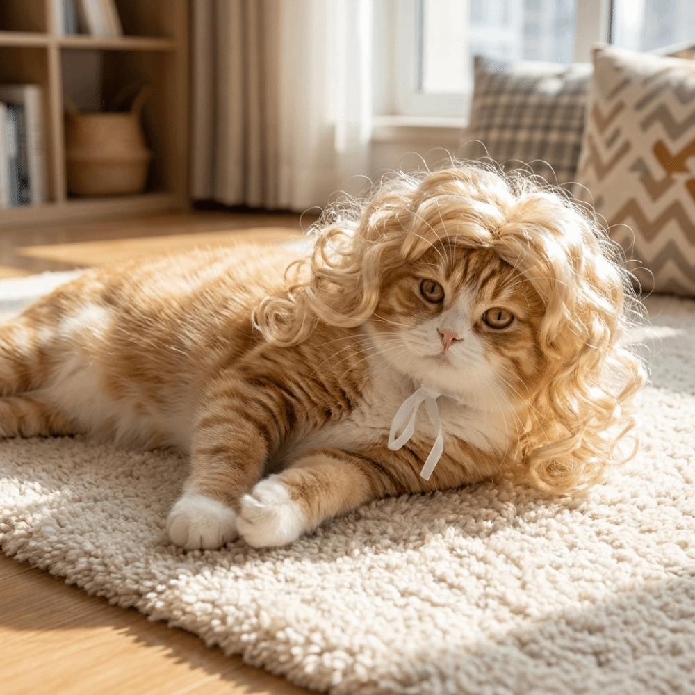 Eye-catching Pet Cosplay Wig Novelty Funny Pet Wig Spoof Wig Cat Headdress Parties