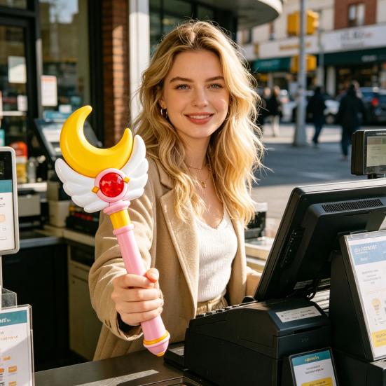 3D Printed Credit Card Wand, Contactless Payment Wand, Tap-to-Pay Credit Card Wand with Hidden Card Slot for Kids Self-Checkout Fun Gift