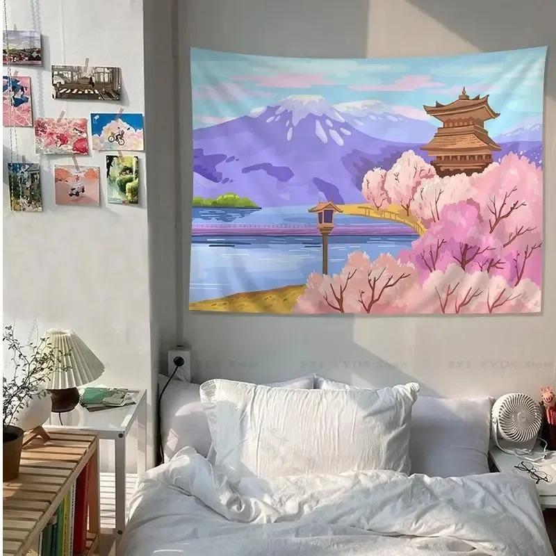 Anime Flowers Cherry Blossom Wall Decor Tapestry Home Living Room Tapestry