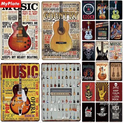 Guitar Metal Sign Metal Poster Tin Sign Plaque Metal Vintage Wall Decor for Bar Pub Rock Club Man Cave Country Music Custom