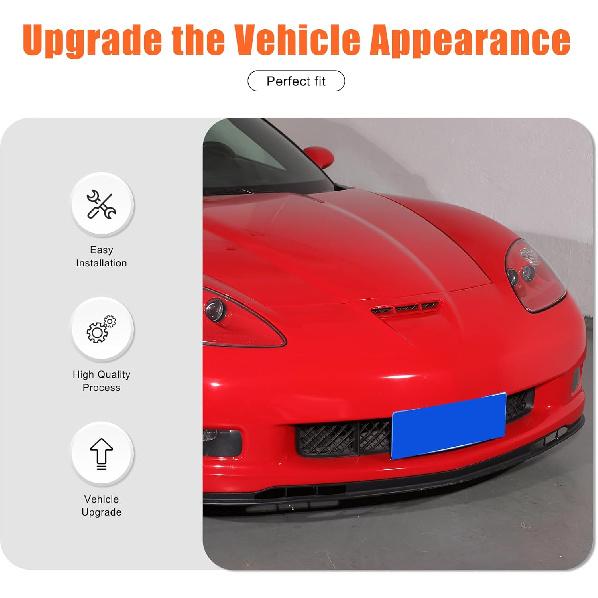Bilventiler Kompatibla med Chevy Corvette C6 2005-2013, Huvscoop Karosskit, Motorluftutlopp Ventlist Skyddstrim Tillbehör (Netto)