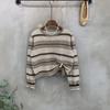 C S In The Room Mara Wool Stripe Semi Crop Long Sleeve Knit 3 ColorS