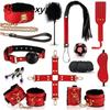 Erotic Bed Bondage Kits Slave Restraint Bondage Set  Leather Collar Mouth Gag Whips Handcuffs Adult Sex Toys For Couples