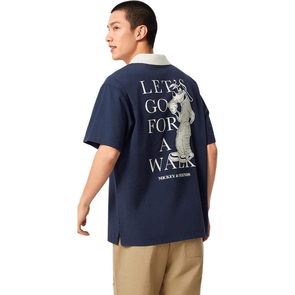 Li Ning Sports Lifestyle Series Casual Minimalist Color Block Loose Fit Short Sleeve Polo Shirt Men Polo Shirts Deep-Navy APLV505-2