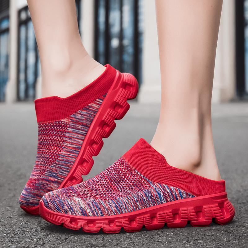 Women's Sandals Backless Walking Sneakers Summer Slip-on Mule Shoes Closed Toe Slippers for Men Plus Size 35-48