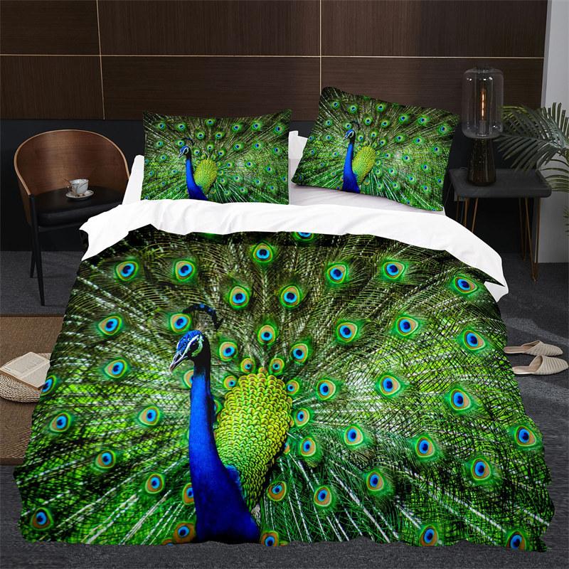 Peacock Duvet Cover Collection King Size Cute Animal Theme Bedding Collection Print For Adults Teens Soft 1 Comforter Cover With 2 Pillowcases