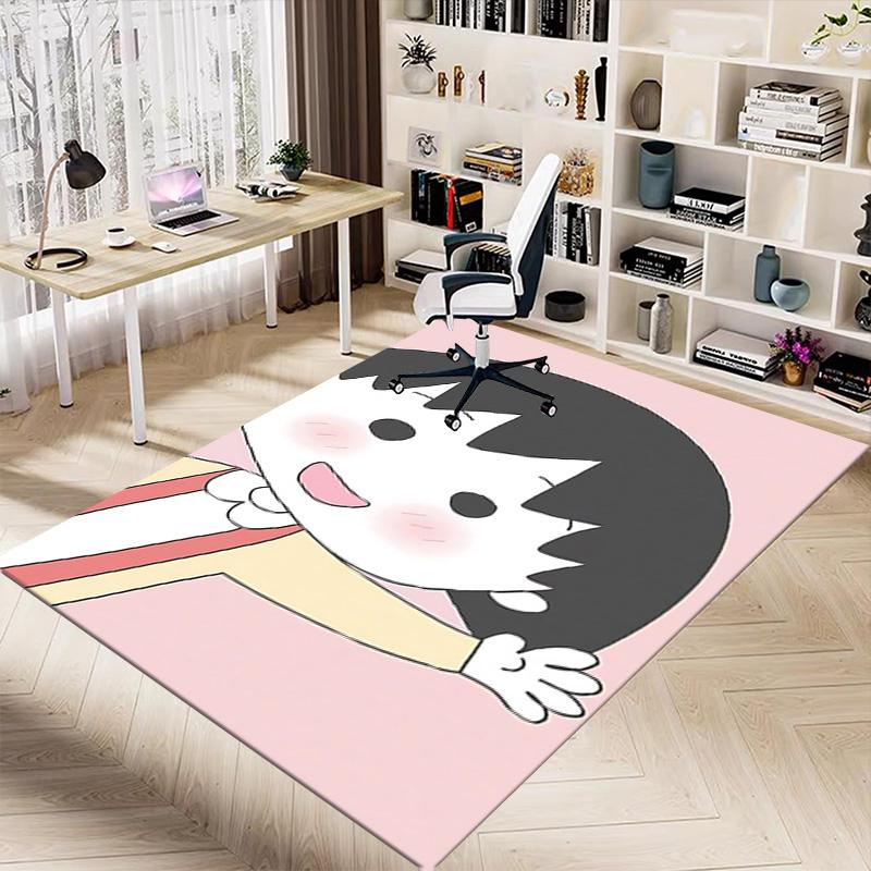 1pc Pink Background Character Carpet for Playroom Bedroom Living Room Sofa Home Decor,kids Game Area Rug Non-slip Floor Mat Y72812