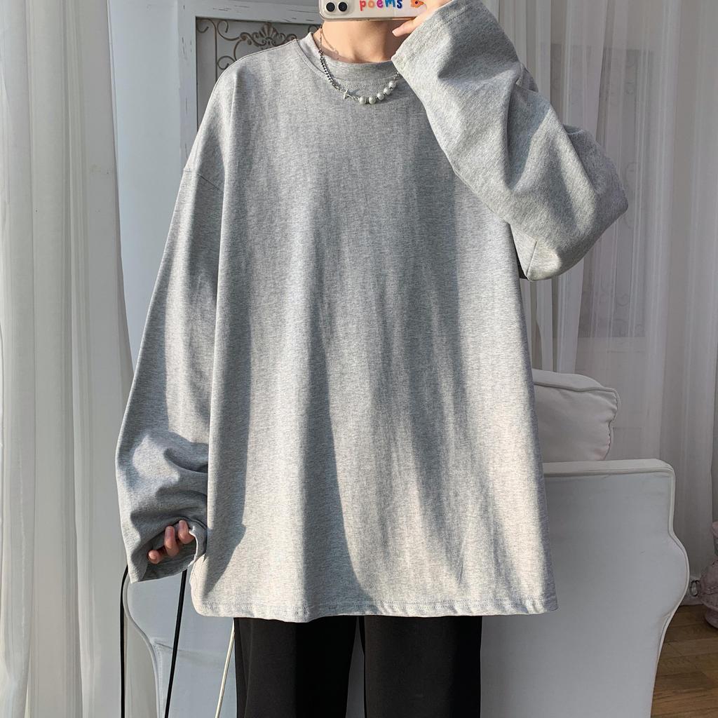Ανδρικό μπλουζάκι από 100% βαμβάκι Oversize Ανδρικό μπλουζάκι μακρυμάνικο καθαρό χρώμα Ανδρικό μπλουζάκι για ανδρικά γυναικεία μπλουζάκια