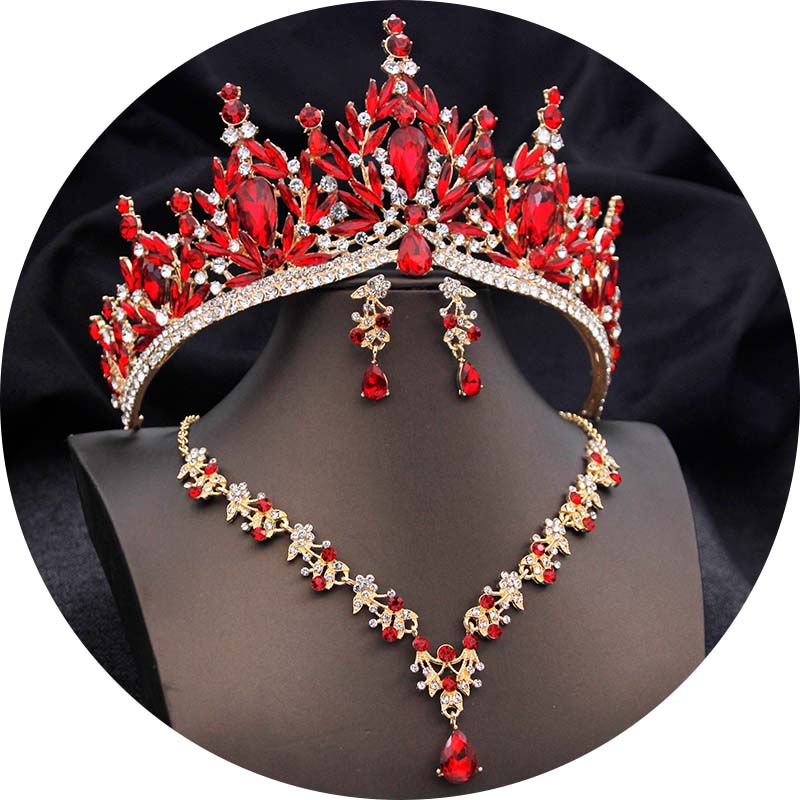 Luxury Tiaras and Crowns Bridal Jewelry Sets for Women Prom Wedding Crown With Choker necklace earrings Costume Accessories