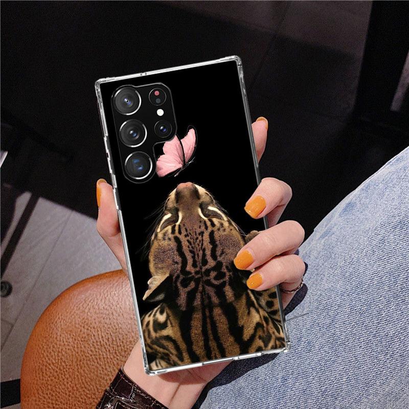 Pink Leopard Print Phone Case For Samsung Galaxy S24 S25 Edge S26 Ultra S23 S22 S21 Plus S20 FE + Personalized Print Cover Galax