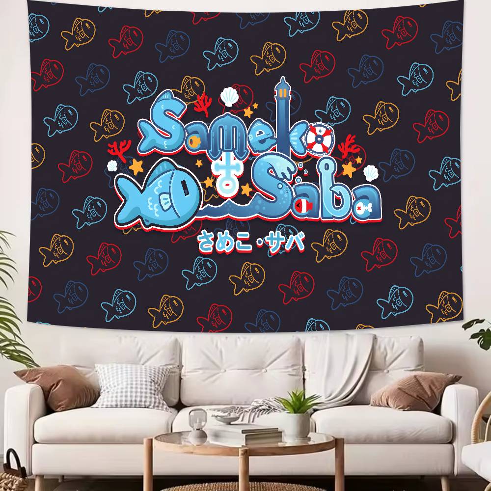 Virtual Artists Kawaii Hot Sameko Saba Tapestry Popular Room Decoration Wall Tapestry Art Room Home Decor Wall Art Decor
