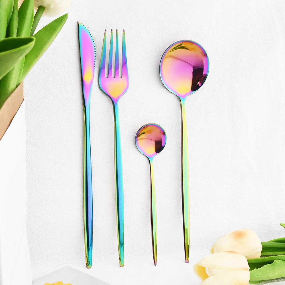 16pcs Mirror Durable Flatware Stainless Steel Cutlery Set Knife Coffee Spoon Fork Dinnerware Set Western Party Kitchen Tableware