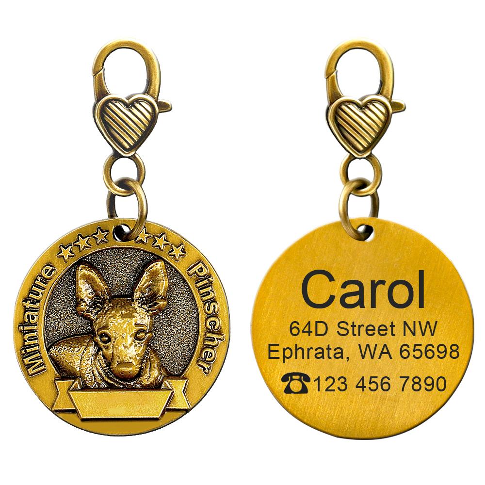 

Personalized Dog ID Tag Customized Dogs Tags Nameplate Anti-lost Free Engraving Pet Pendant For Collars Necklace Copper Plated M
