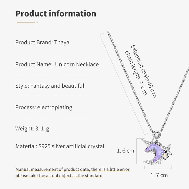 Thaya Design S925 Silver Jewelry Pendant Necklace Unicorn Necklace for Women Authentic 925 Sterling Silver Fine Jewelry Gift