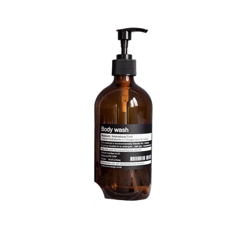 Nordic Style Refillable Glass Bottles for Hand Sanitizer, Soap, Shampoo, and Bathroom Accessories Photography.