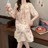 Cloud Cotton Lace Nightgown for Women, Short-Sleeved with Padded Bust, Princess Style, Sweet Summer Home Wear, Round Neck