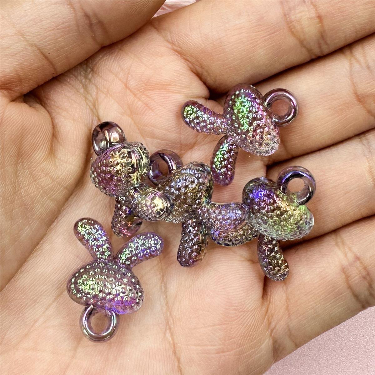 

5 шт. 17,5*21 мм акриловые прозрачные покрытые УФ-головой кролика бусины кулон DIY ювелирные аксессуары серый