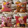 Abstract Style Animal Doodle Cushion Cover Anti-dustmite Pillowcase Invisible Zipper Silky Short Plush Sofa Cushion Cover