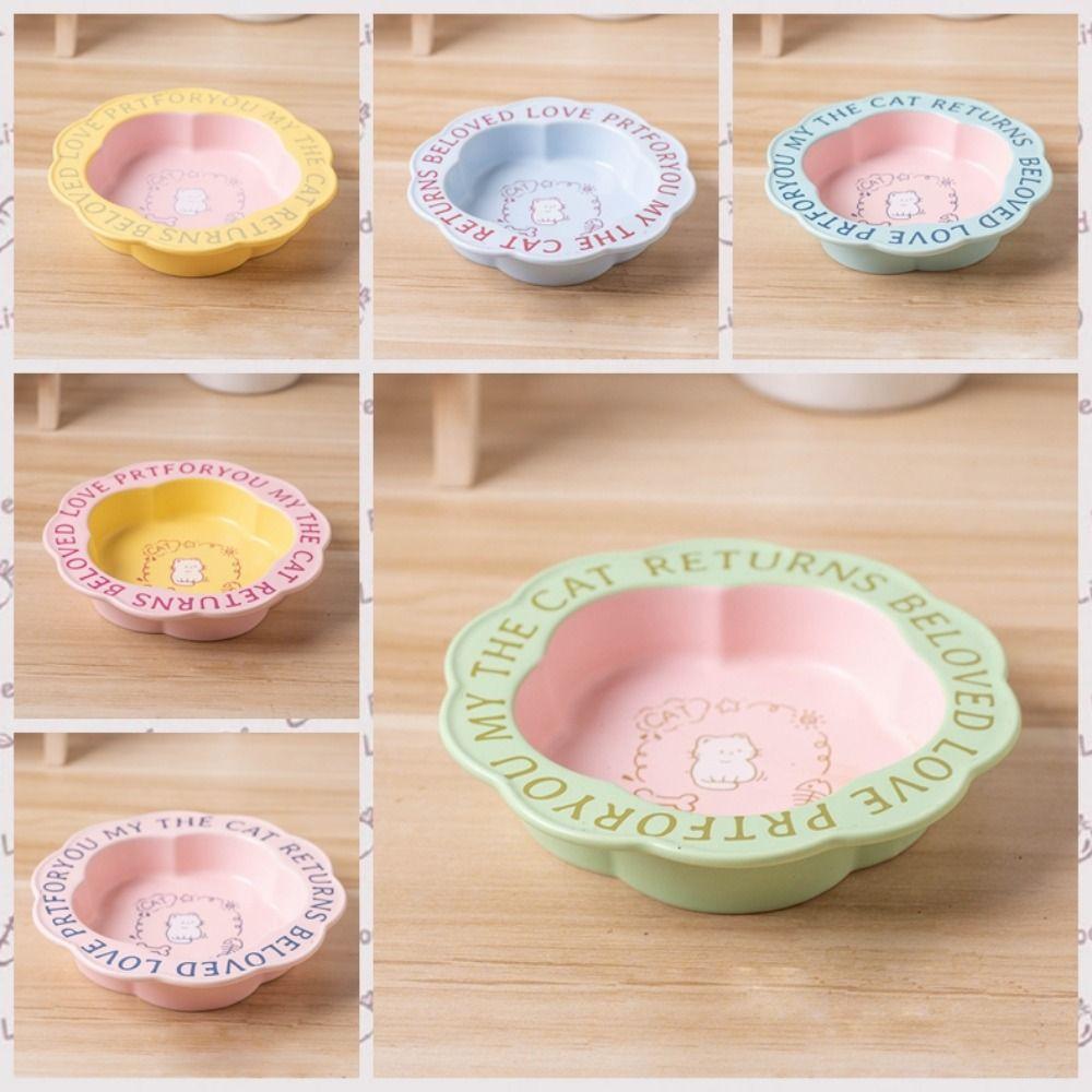 Non-slip Ceramic Pet Bowl Flower Shape Cat Feeding Dish Pet Canned Food Bowl  Feeding