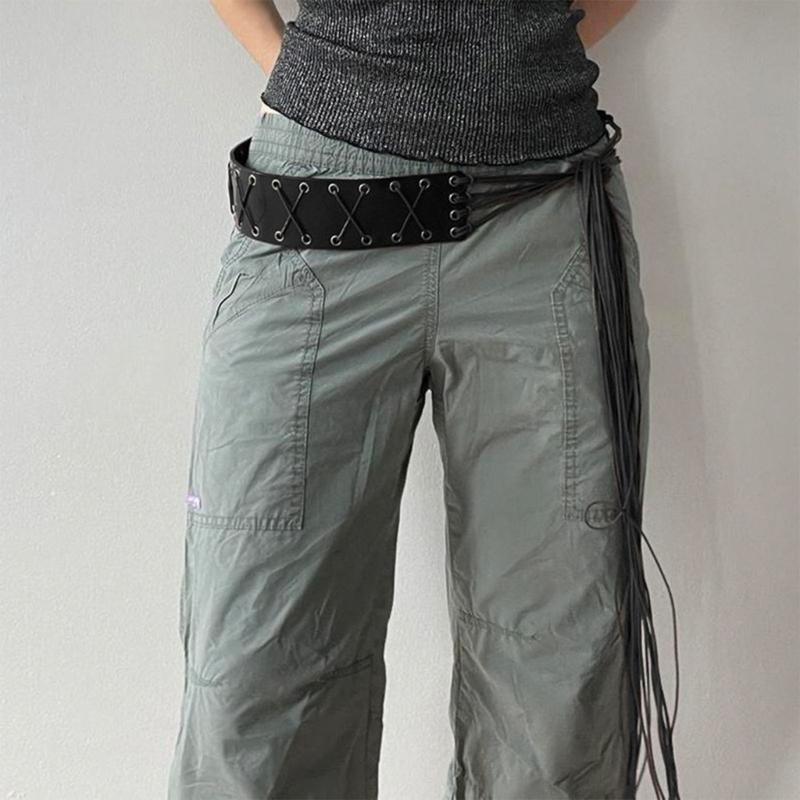 Adjust Laceup Cincher Belt Women Waist Belt Western Wide Belt PU Corset