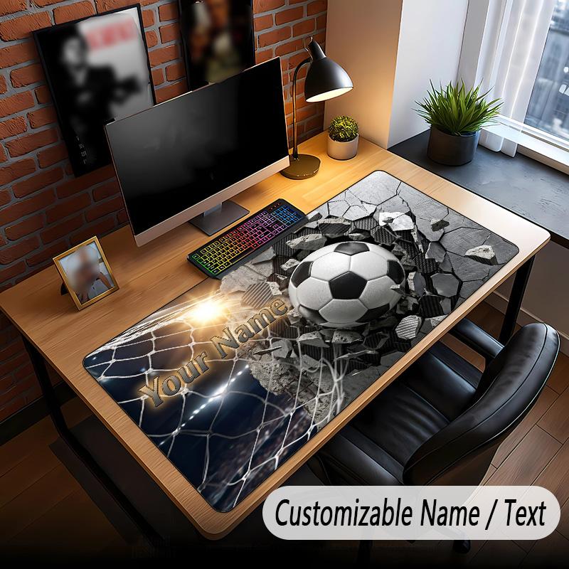 Soccer Theme Custom Mouse Pad Personalized With Name Text Customized Desk Mat For Office Home Decor