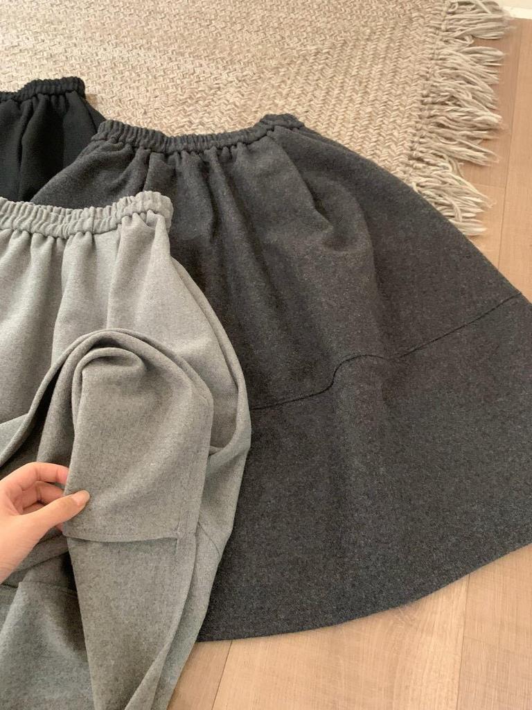 Elegant High-Waist Wool Blend A-Line Skirt - Autumn/Winter Classic