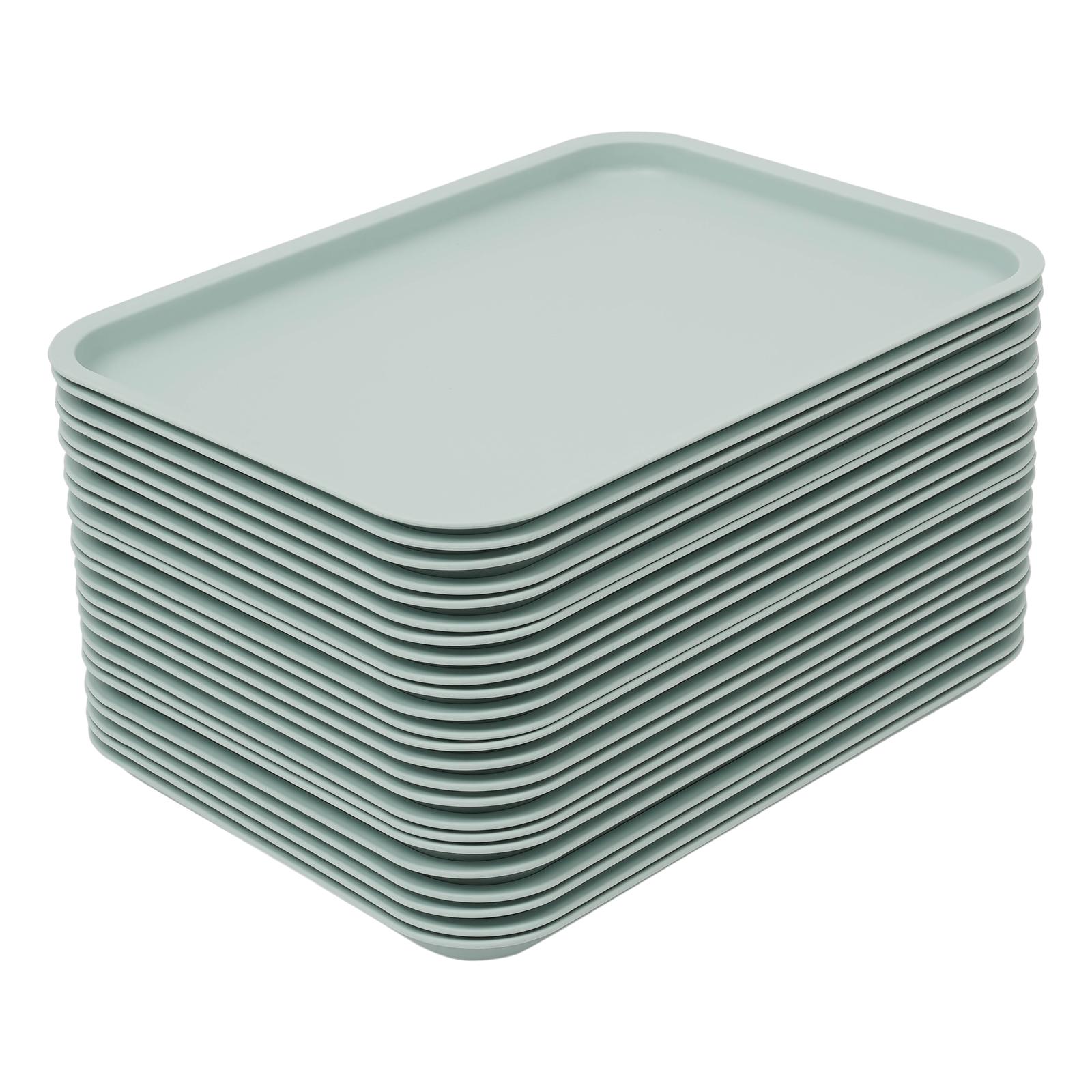 

24 Pcs Fast-Food Trays Cafeteria Tabletts Rectangle Serving Tray Stackable For Fast Food Restaurants, Cafeterias Kitchens синий