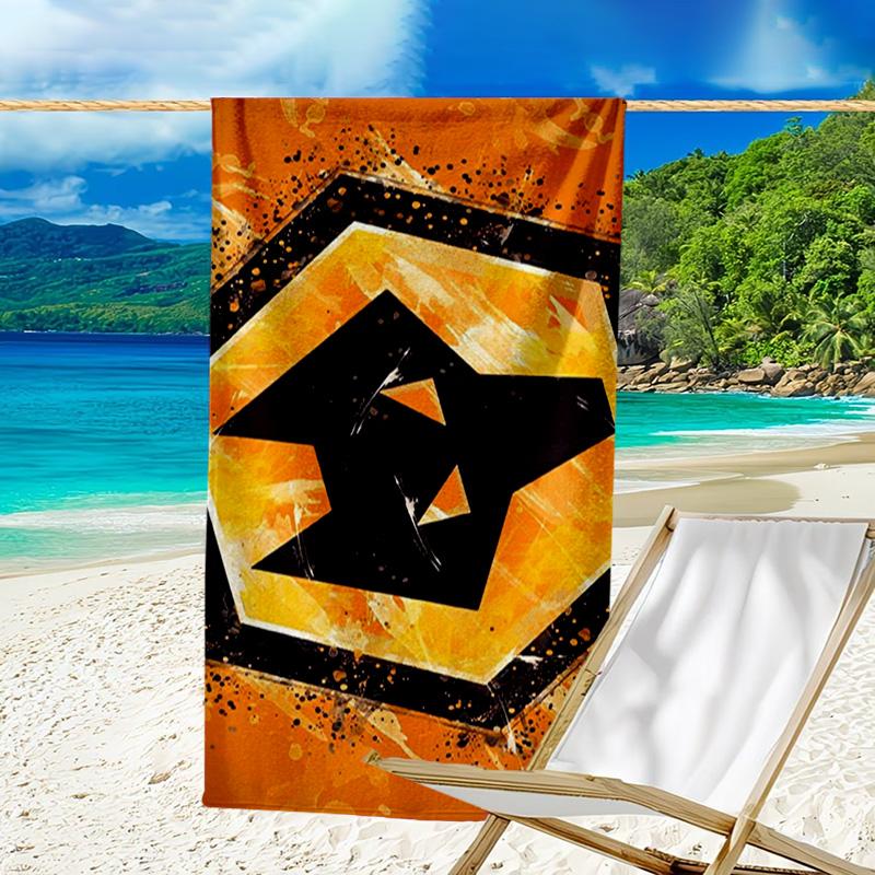 Asciugamano da Spiaggia Stampato con Emblema Wolves Football Club, Microfibra Super Morbida, Regalo Perfetto Compleanno, per Piscina, Spiaggia, Viaggio, per famiglia e amici