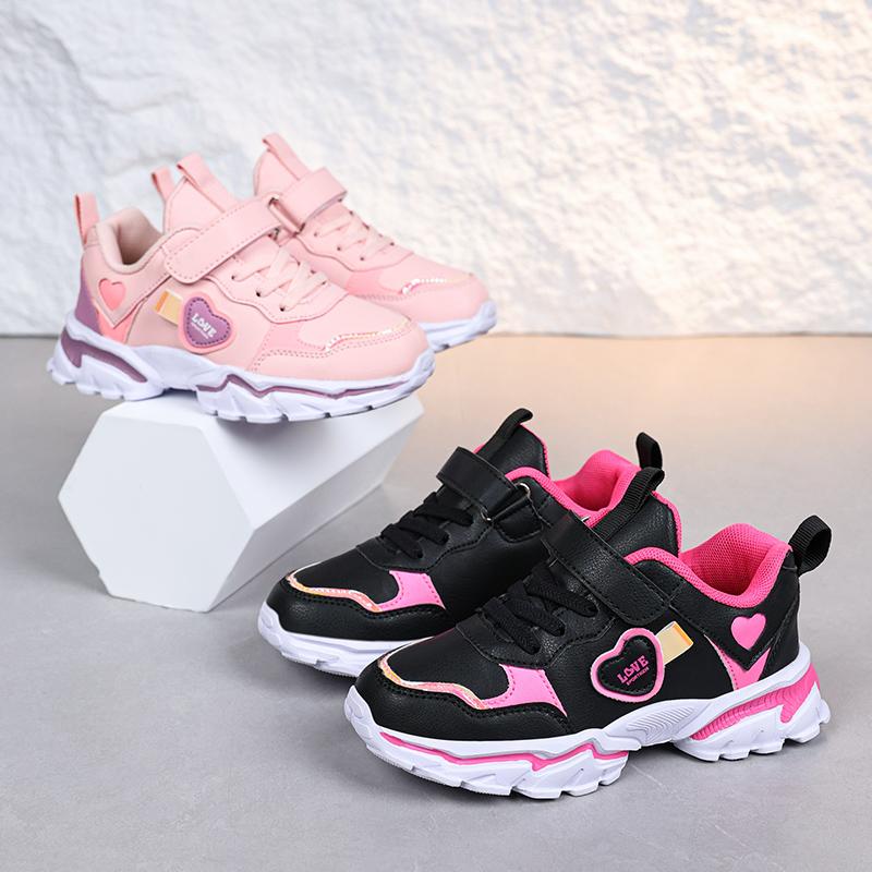 2025 Autumn Children Sneakers Casual Shoes for Girls Pink Comfortable Leather Running Sports Kids Girl Flat Breathable Shoes