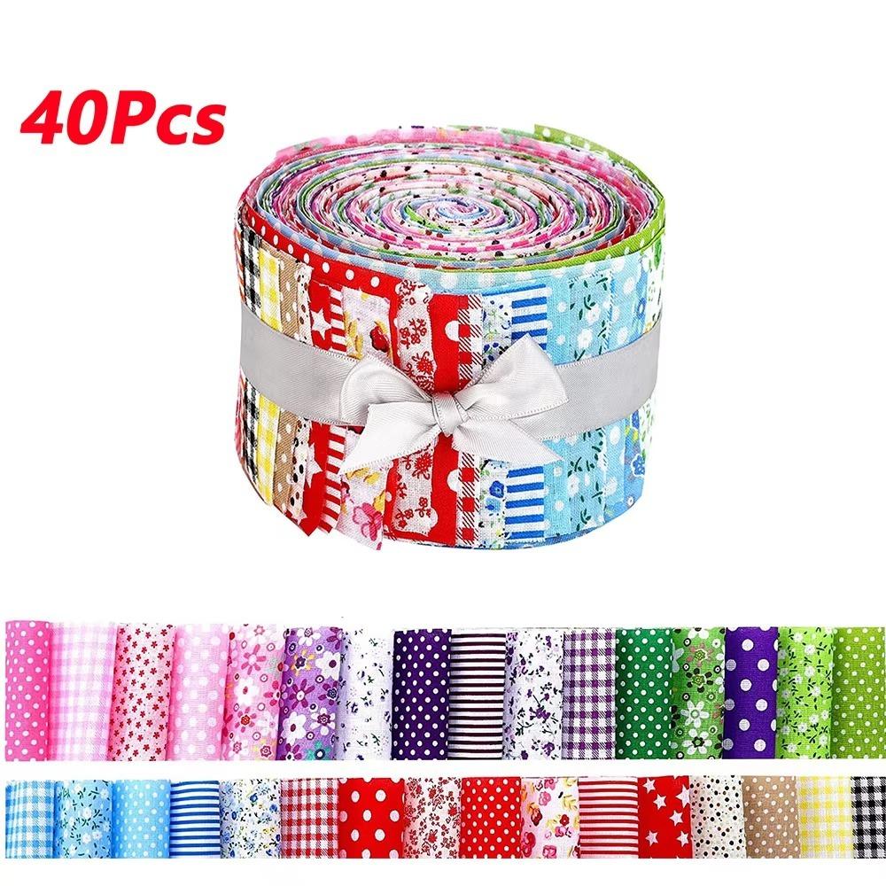 40Pcs Colorful Printed Precuts Fabric Jelly Rolls Sewing Material Cotton Patchwork Strips 6.5x50CM DIY Quilting Fabric Bundles