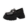 Small leather shoes women's new spring and autumn thick-soled one-pedal versatile black uniform single shoes