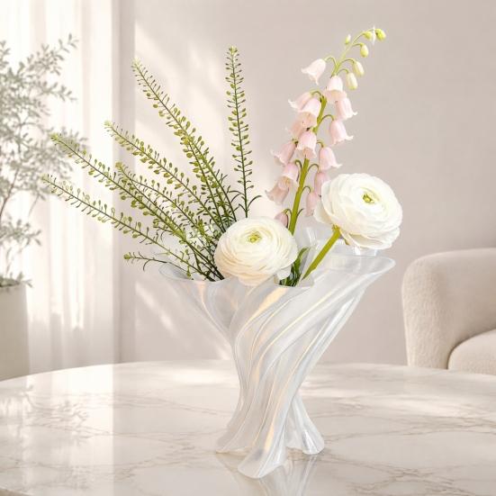 Stylish Room Decor for Bedroom Twisted Flower Vase, 3D Printed Irregular Vases Table Decor, Creative Holiday Gifts Lovers Modern Decorative Vase Home