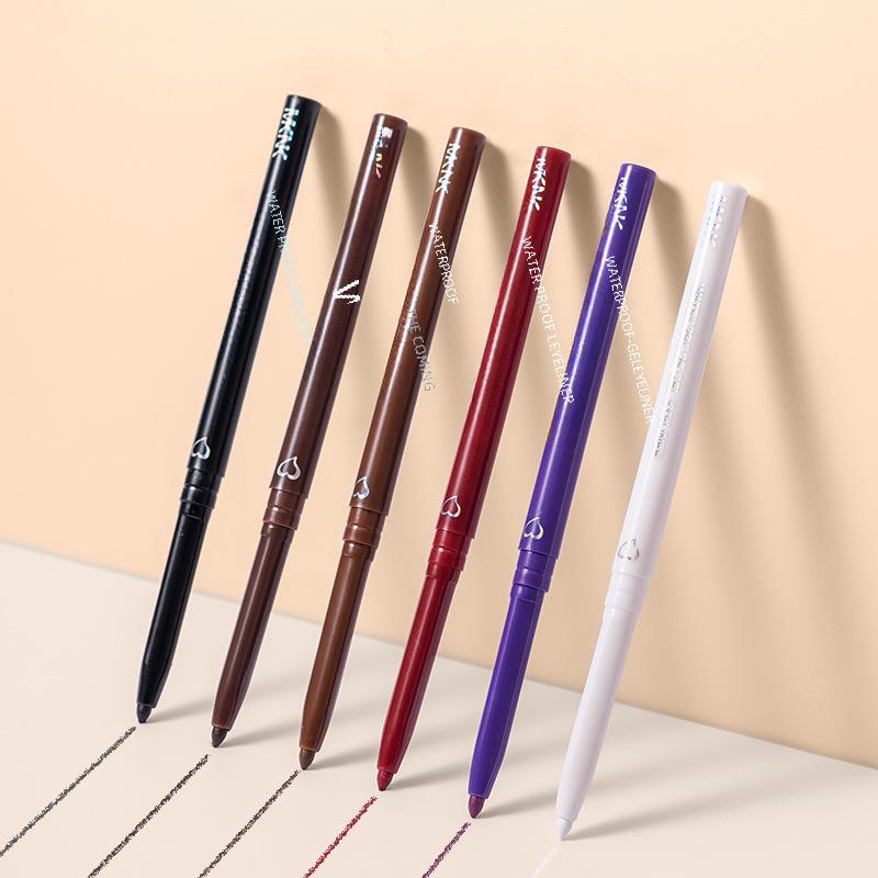 6 Color Automatic Soft Smooth Waterproof Eyeliner Gel Pen for Beginners, Easy to Color