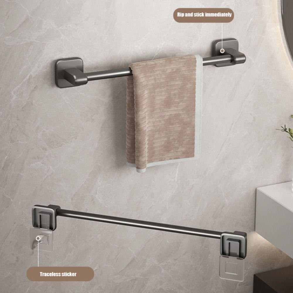 Good Bearing Capacity Towel Rack Rust-proof Wall Shelf Durable No-punch Towel Bar Bathroom Cabinet