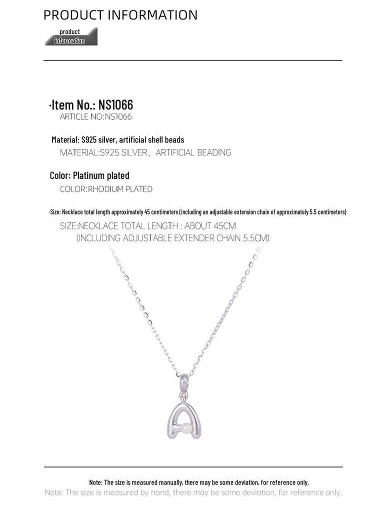 Banyan Tree S925 Silver Alphabet Pendant Necklace - Minimalist Clavicle Chain for Women, Fashionable and Versatile.