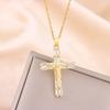 New Bohemia Retro Colorful Zircon Crystal Jesus Cross Pendant Necklaces For Women Vintage Punk Style Female Neck Chain Jewelry