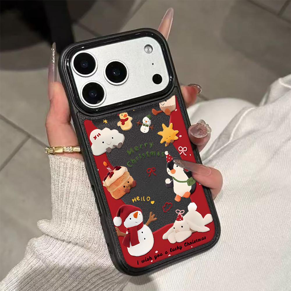 

Круглая Рождественская Снеговик Чехол для Телефона Для IPhone 17 17Air 16 15 Чехол Для IPhone 11 13 12 14 Pro Max 16 15 14 Plus Чехол Funda iphone 17 ProMax